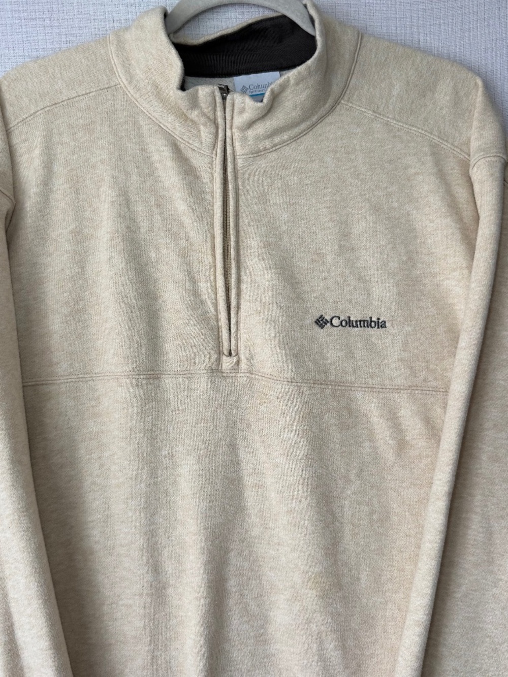 Columbia 1/4 Zip Men's 2X Hart Mountain II Fleece Beige Heather AS6771 Cabincore